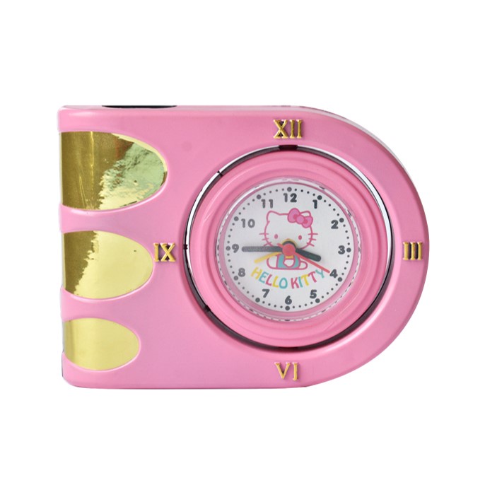 Hello Kitty Jam Weker Hello Kitty Dekorasi Meja Warna Pink Ada Tempat ATK Free Baterai