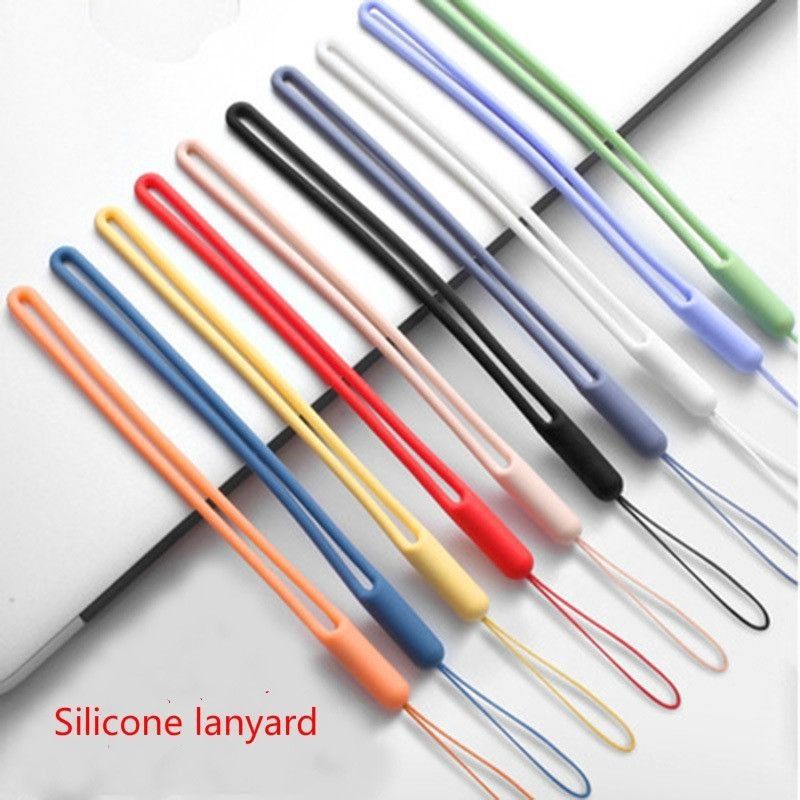 1 PC Tali Silicon Colorful Mobile Phone Lanyard Hanging Mobile hp flashdisk kunci silikon macaron