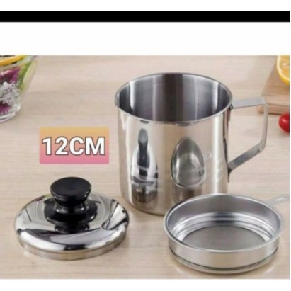 Mug &amp; Saringan Minyak Oil Pot Stainless 12cm Grosir