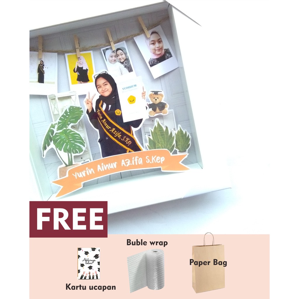 FREE TOTEBAG KADO UNIK pop up frame 3 dimensi size 20x20cm