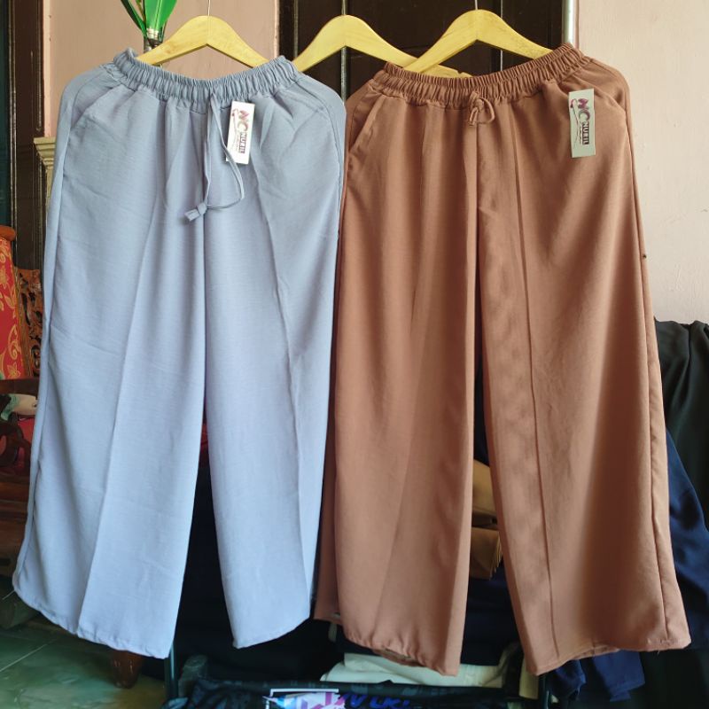 CELANA KULOT ~ CRINKLE AIRFLOW EDISI REMAJA &amp; JUMBO✔️ Variasi Pinggang Kerut / Tali / Minimalis | COD celana panjang wanita/bawahan muslimah/rok a payung/XXXL