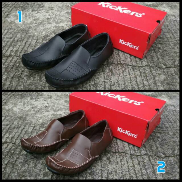 SEPATU KICKERS CASUAL SLOP SUEDE ASLI SLIPON PRIA KERJA KANTOR FORMAL SANTAI ANAK LAKI KREN MRAH
