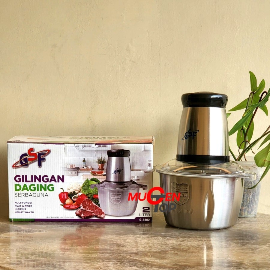 Chopper Daging GSF G-3802 Food Processor Electric 2 Liter 4 Mata Pisau Chooper Daging &amp; Bumbu -Halus