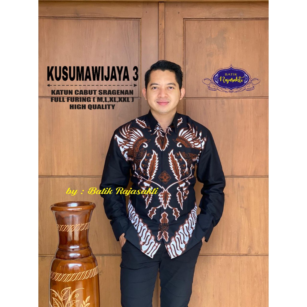 KUSUMAWIJAYA 3 RAJASAKTI KEMEJA BATIK SOLO PRIA LENGAN PANJANG LAPIS FURING ATASAN BATIK PREMIUM MODERN KATUN HALUS CAKRAWANGSA NAVY CANDRAKUMARA CAPPUCINO CEMERLANG CENDRAWASIH 2 CENDRAWASIH CENDRAWASIH RED CENDRAWASIH SOGAN CITRAKARA CITRAPATA MERAH