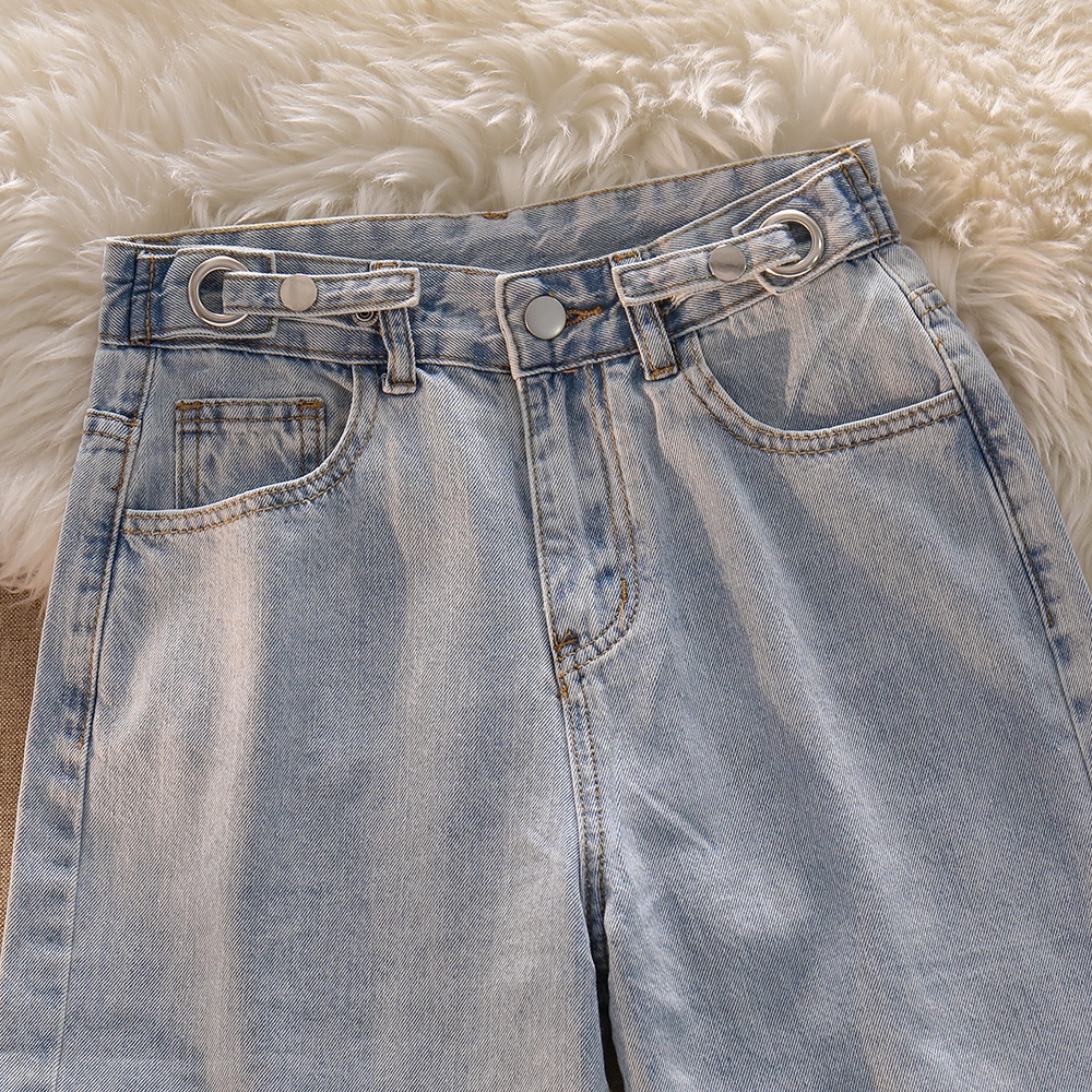 New Warna Krem  Kekinian Highwaist Straight Celana Jeans Wanita Import (realpict)