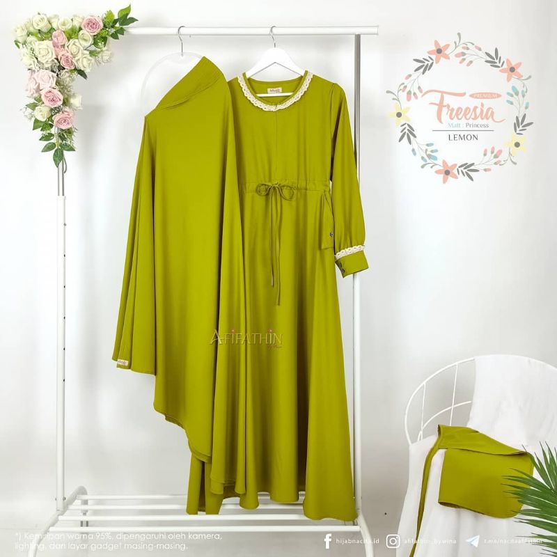 Gamis Freesia by AFIFATHIN - Bergo Freesia - Freesia Afifathin - Khimar Freesia Afifathin