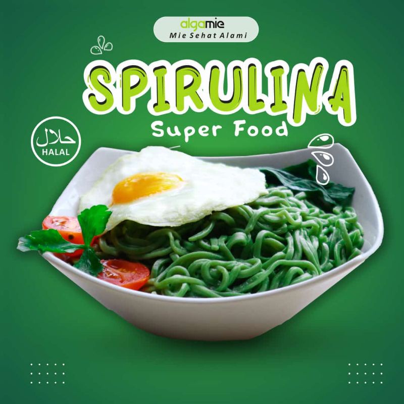 

Mie algae/Mie kering spirulina/SuperfoodHalal/4pcs