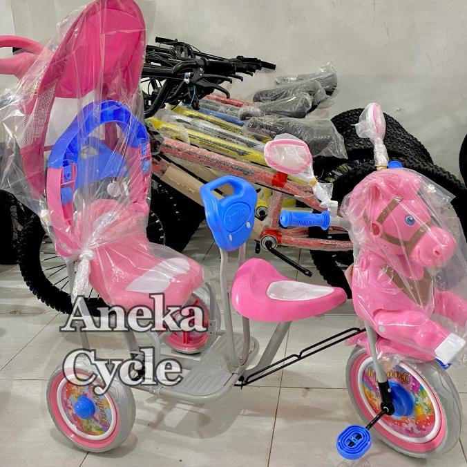 Sepeda Anak Roda Tiga Kuda Boncengan Satu Musik Family