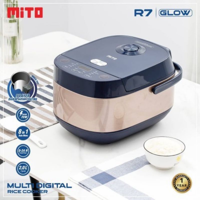 Mito Digital Rice Cooker Magic Com R7 R 7 Glow 2 Liter 2L 8 in 1 Mito