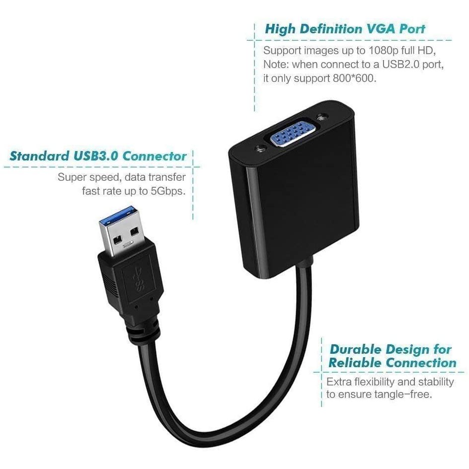 U3V | CONVERTER USB 3.0 MALE TO VGA FEMALE CENTRO