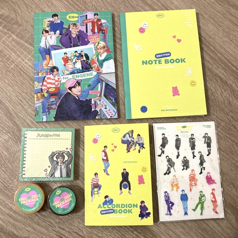 SHARING ENHYPEN GGU GGU PACKAGE OFFICIAL BOOK ACCORDION MEMO STICKER OUTBOX TAPE POLA UNIT GGUGGU