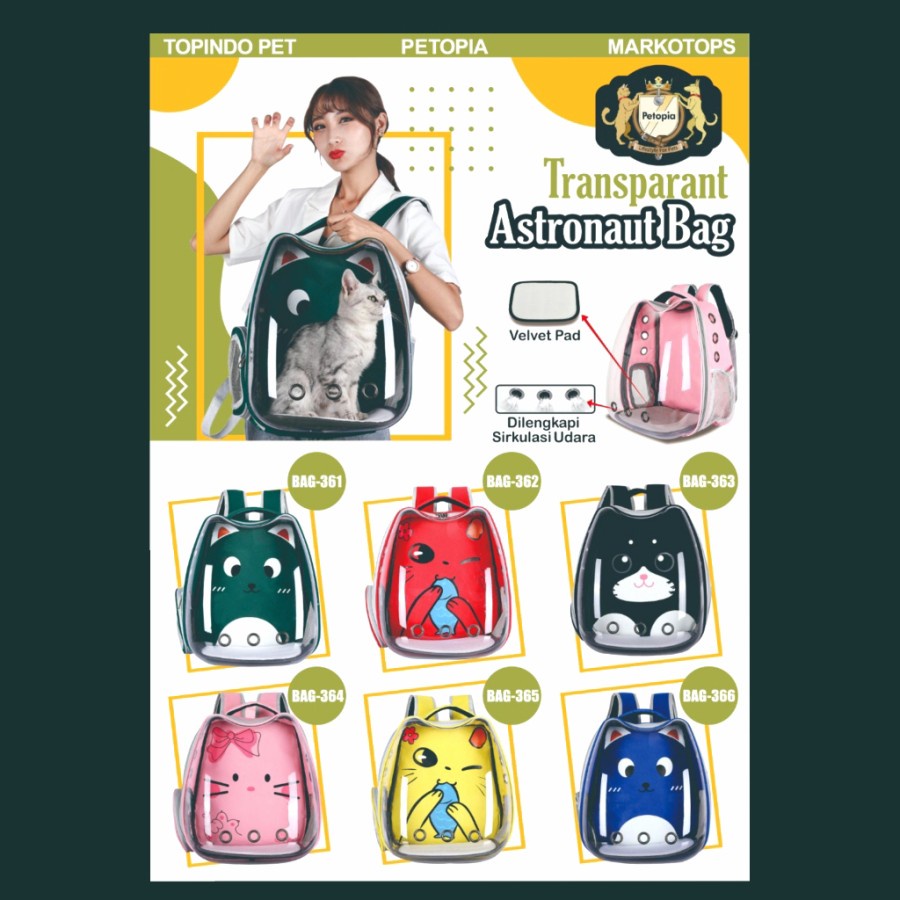 Tas kucing anjing astronot transparan