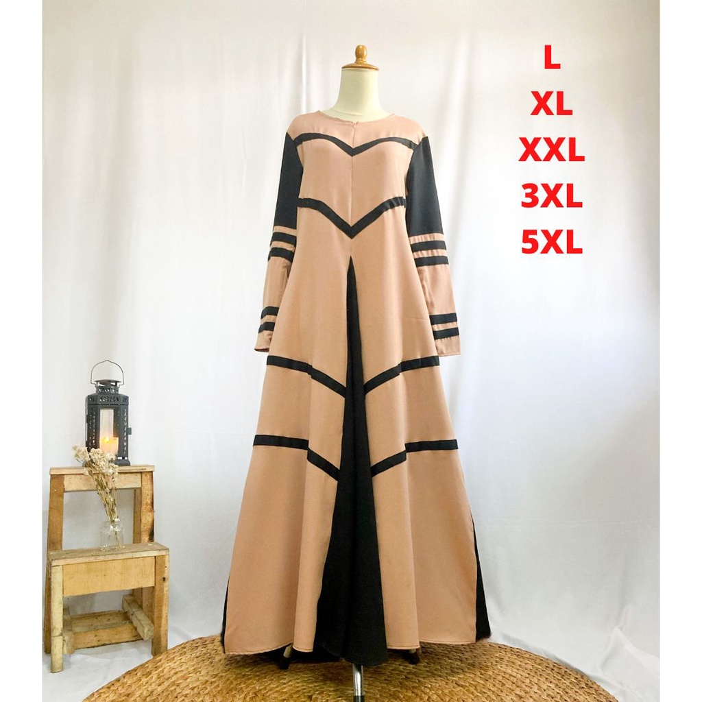 COD Gratis HIjab - Gamis Set Khimar Jumbo Kondangan Terbaru 2022 Hawa Dress, Gamis ld 140 Muat BB 11