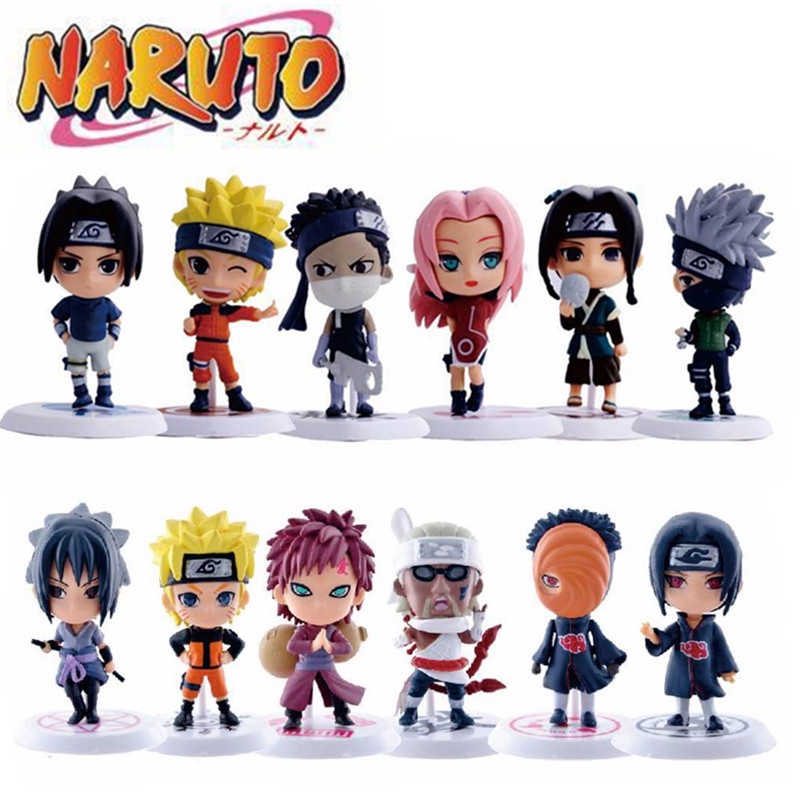 6pcs / Lot Mainan Action Figure Uzumaki Naruto Uchiha Sasuke Kakashi Haruno Sakura