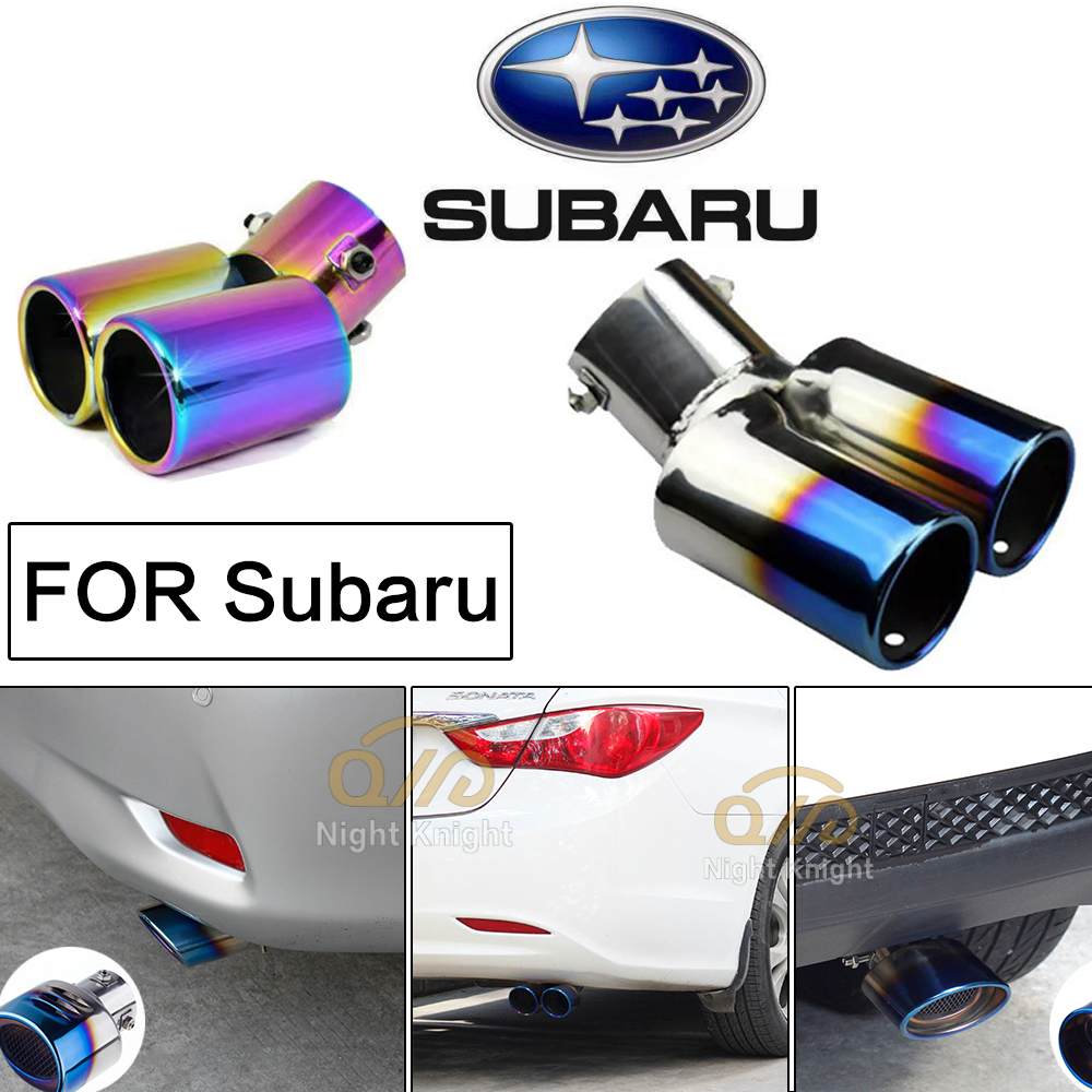 Ujung Knalpot Mobil Muffler Pipa Stainless Steel Chrome Trim Modifikasi Pipa Ekor Knalpot Pipa knalpot roda belakang mobil For Subaru Legacy Outback Forester Impreza WRX BRZ Subaru XV