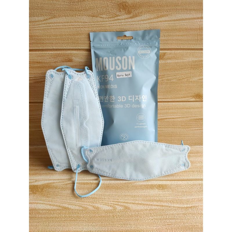 KF94 MASKER FACEMASK MOUSON / CAREION / ONCARE 4PLY ISI 10 PCS WARNA HITAM - PUTIH-SKY BLUE MOUSON/KF94