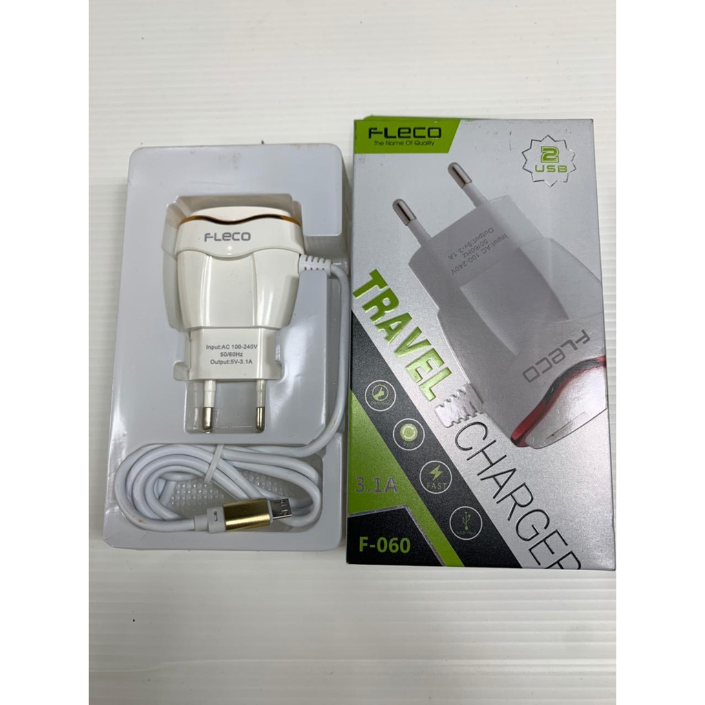 TRAVEL CHARGER XIAOMI CASAN FLECO F-060 2USB+1kabel micro usb 3.1A real capacity SAMSUNG OPPO VIVO