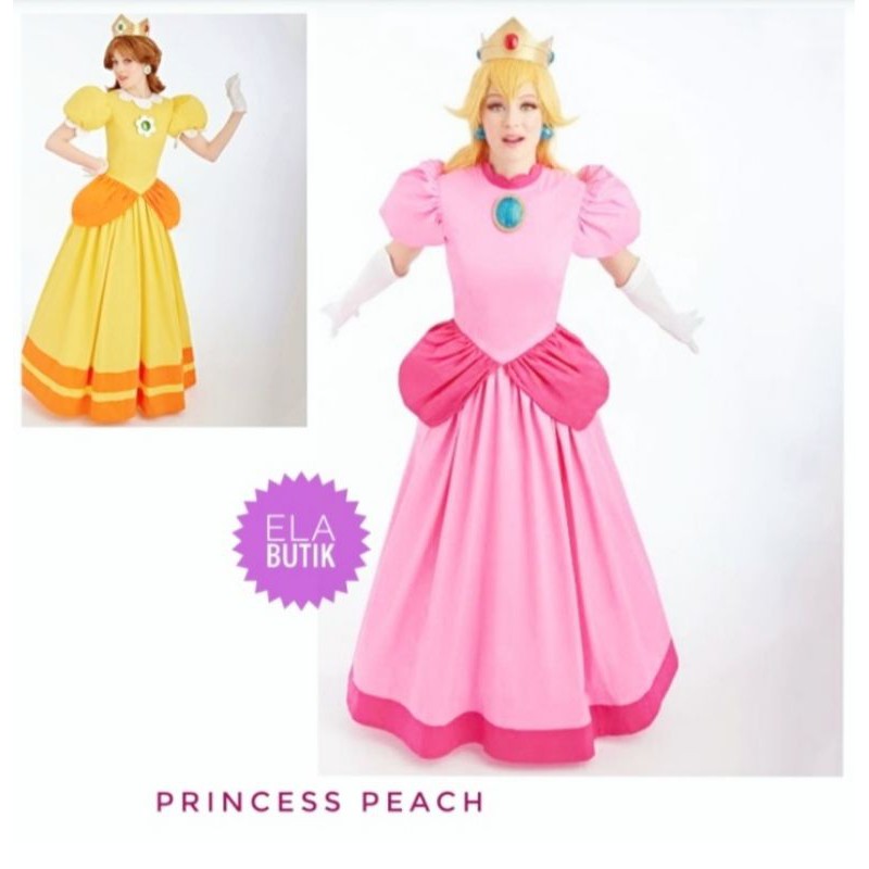 kostum princess peach dewasa-supermario-kostum halloween