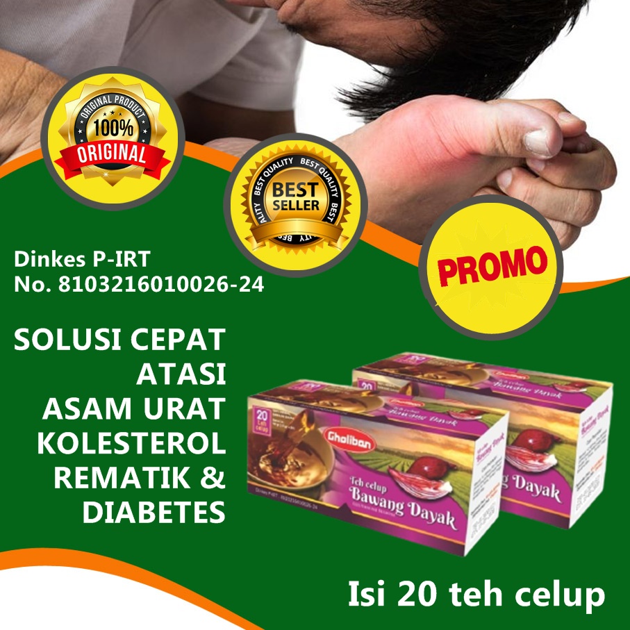 

PROMO Obat kolestrol asam urat diabetes bawang dayak teh celup Gholiban herbal obat rematik kaki