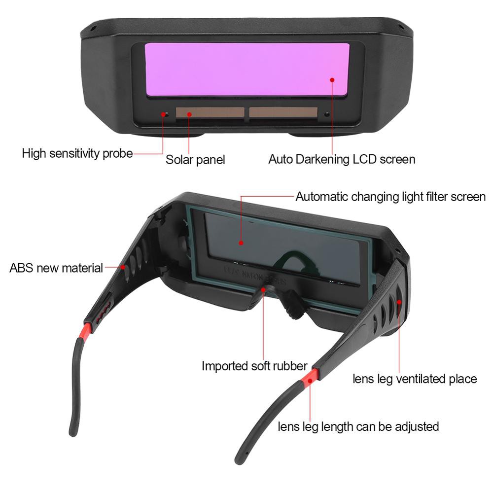 TaffGuard Kacamata Las Otomatis Auto Darkening Soldering Googles - 5100B - Black