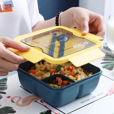 Kotak Makan Bento Lunch Box set Transparant Lid Tempat Makan BPA Free 1100ml