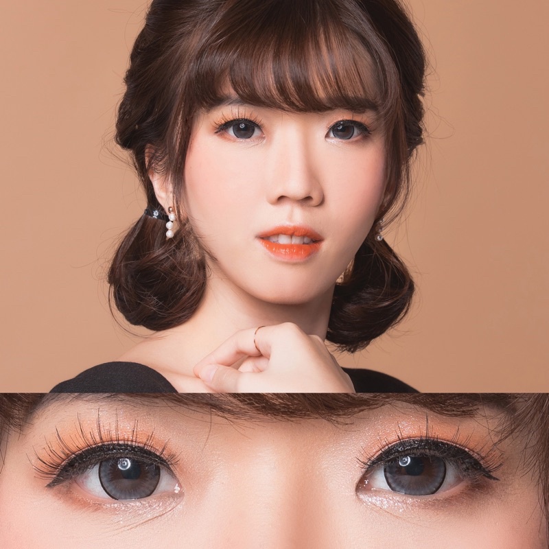 Softlens Kitty Kawaii Dreamy Gray / Brown / Abu / Coklat Normal Minus Beda Minus