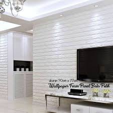 Wallpaper Dinding 3D - Wallpaper Dinding Bata Putih - Wallstiker Foam Embos 3D