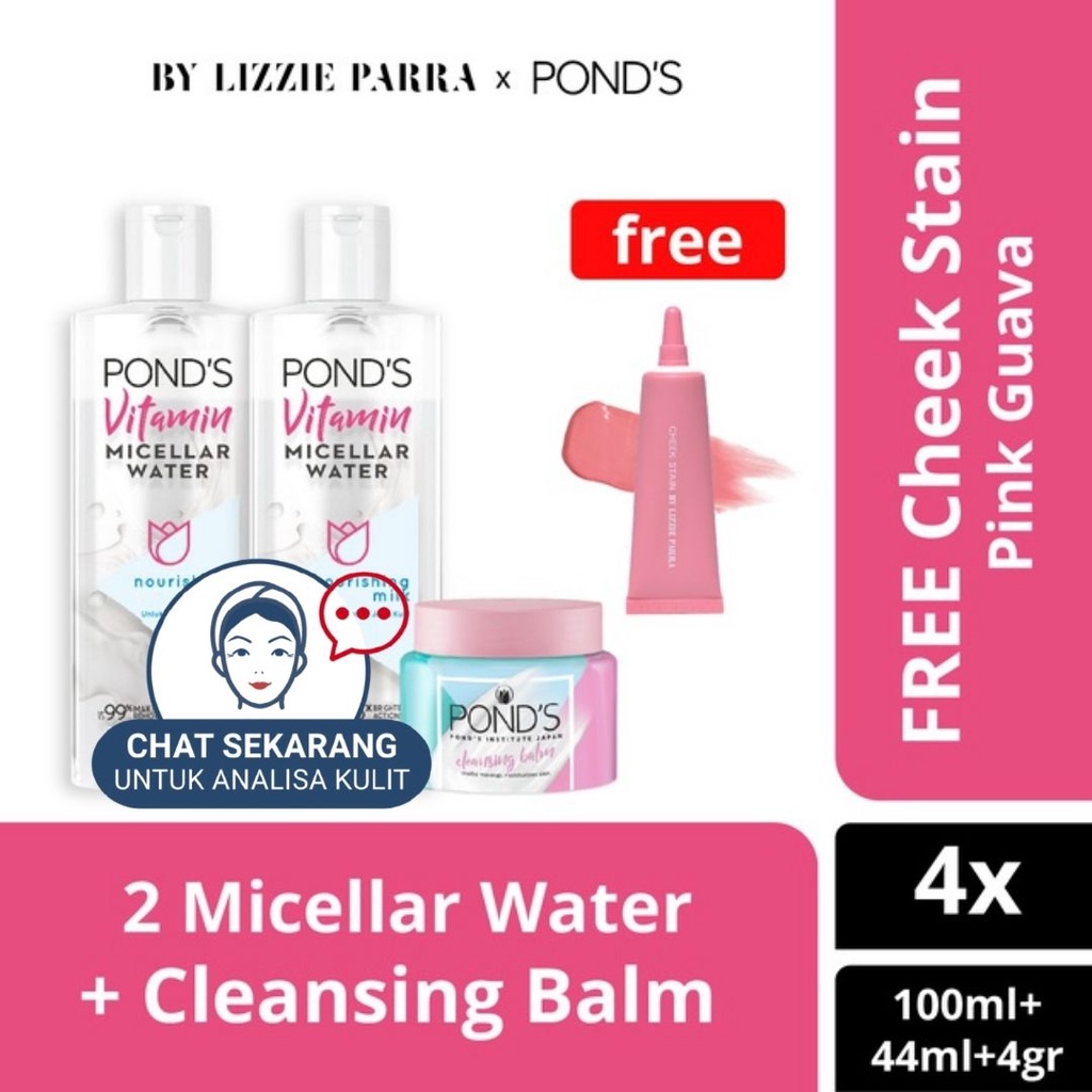 Jual Ponds Makeup Remover Cleansing Balm & 2 Pcs Vitamin Micellar Water