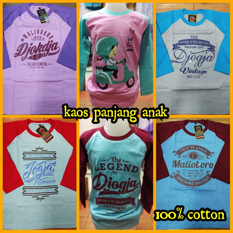 kaos jogja anak katun / kaos jogja lengan panjang / oblong jogja
