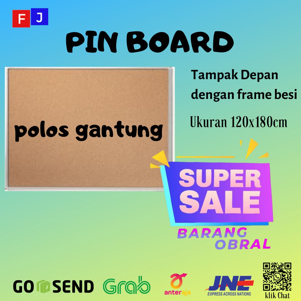 

Papan Pinboard/Softboard SAKANA Dimensi 120x180cm (Polos Gantung)