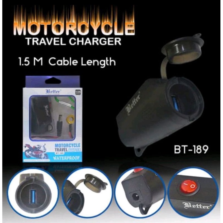 Charger Aki Motor 1.5A Casan Aki Motor Travel Charger Aki Motor Better BT-189