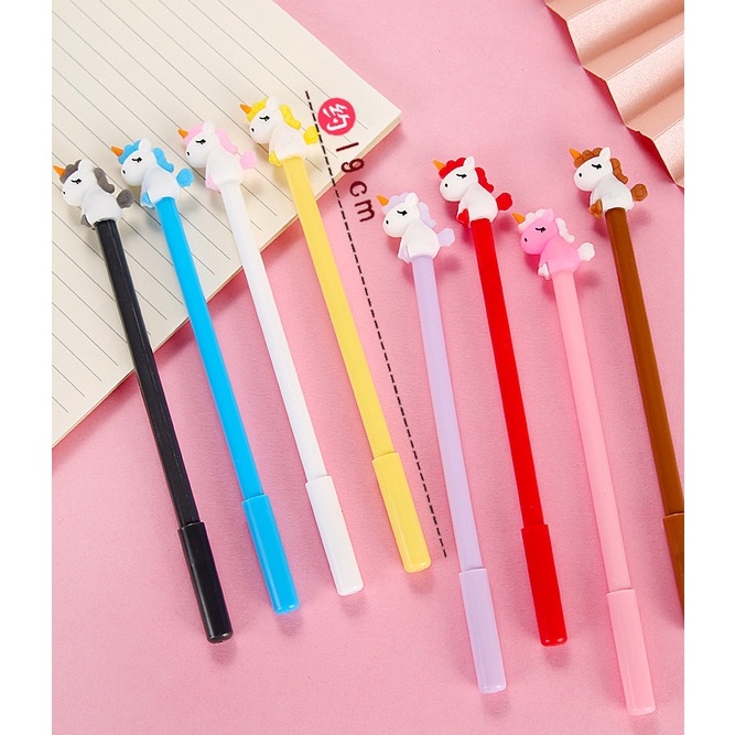 Bolpen boneka unicorn pena unicorn tinta gel hitam pen murah lucu pulpen anak murahkarakter unicorn