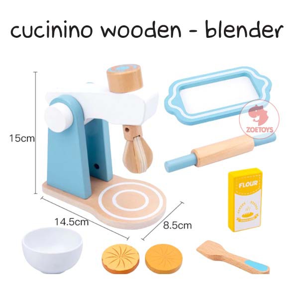 Zoetoys Cucinino Wooden | Bread Toaster Blender Microwave Coffee Machine |  Masak masakan Little Bakery Kitchen Set Pretend Play | Mainan Edukasi Anak Cari Kado Natal