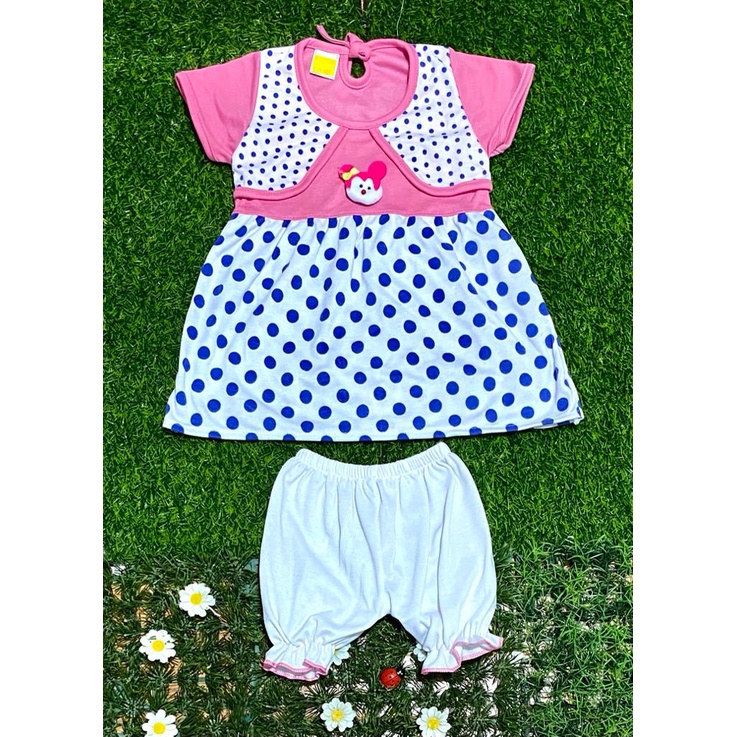 baju anak perempuan dress motif full kadot lucu setelan 3-18bulan