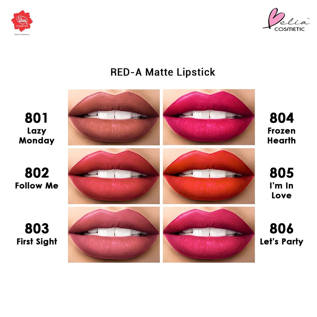 ❤ BELIA ❤ Red-A Matte Lipstick dare to be matte 2.5g Bpom Halal ( Red A Viva Cosmetics )