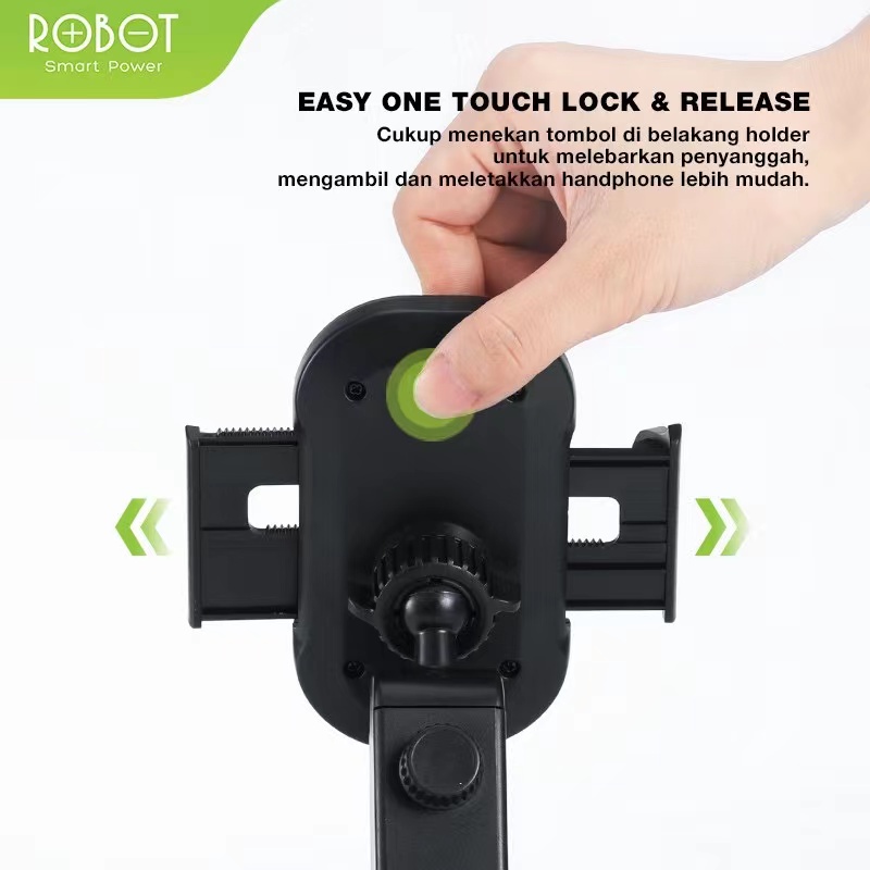 ROBOT CH12 Holder HP Mobil Dashboard Automatic Lock 360 Rotateable  -  Garansi 1 Tahun