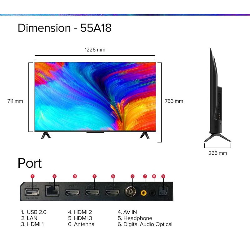 TV TCL 55inch Model 55A18
