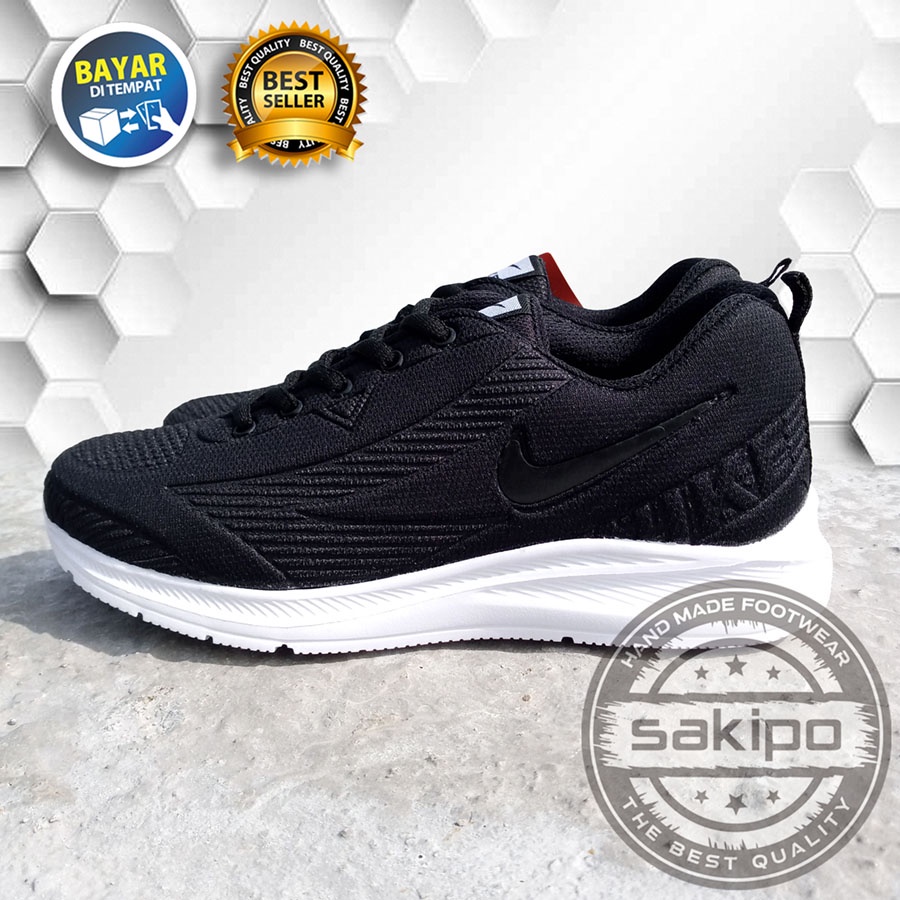 PROMO 8.8 !! SEPATU OLAHRAGA JOGGING HITAM SOL PUTIH RINGAN DIPAKAI TERBARU / SEPATU SEKOLAH HITAM BERTALI / SEPATU SNEAKERS HANGOUT KERJA SENAM OLAHRAGA AEROBIK / SAKIPO