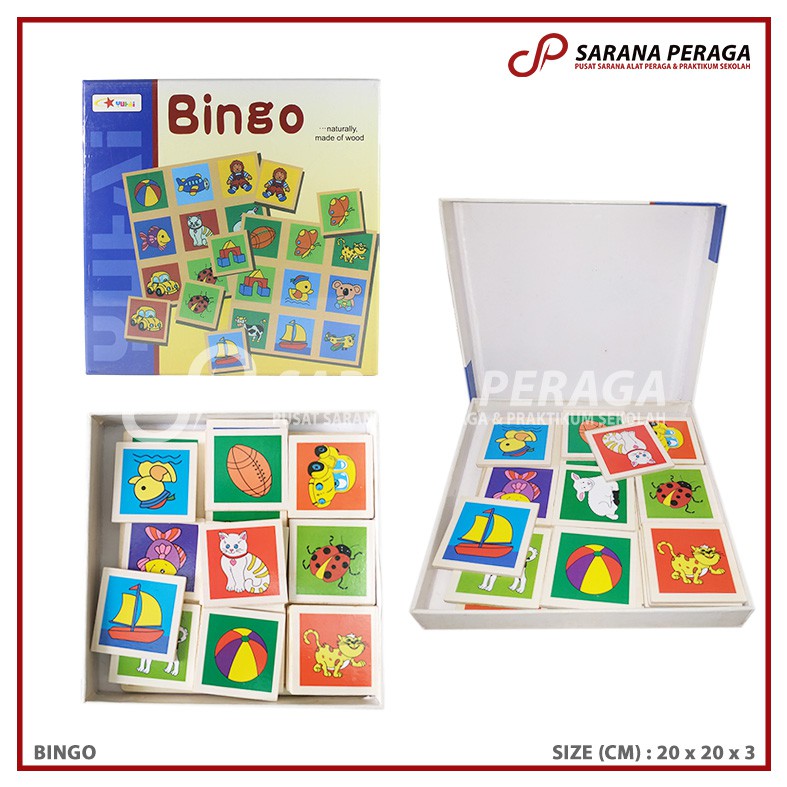 SaranaPeraga - Bingo/ Kartu Hewan Mencocokkan / Memory Game Kayu - Mainan Edukasi Anak