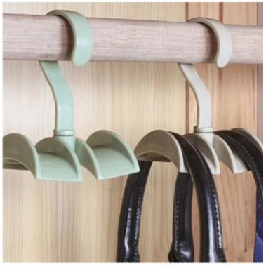 Gantungan TAS PUTAR Hanger bag 2 kait plastik impor lengkung organizer