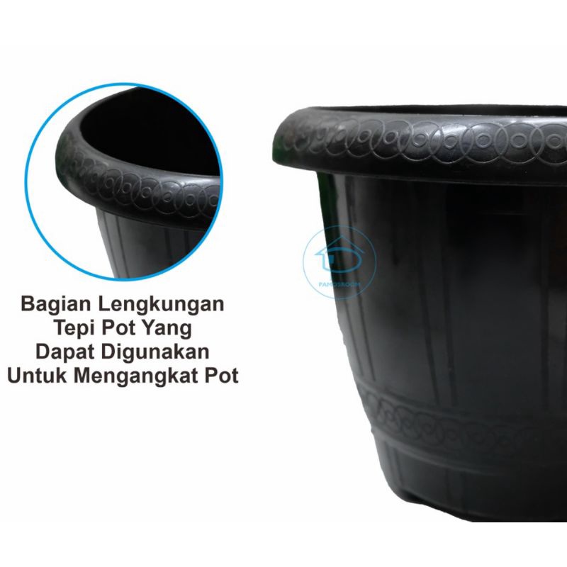 Pot Kembang 25cm Hitam Glossy Pot Bunga  POT TANAMAN Sepanjang Masa Pot Terbaru