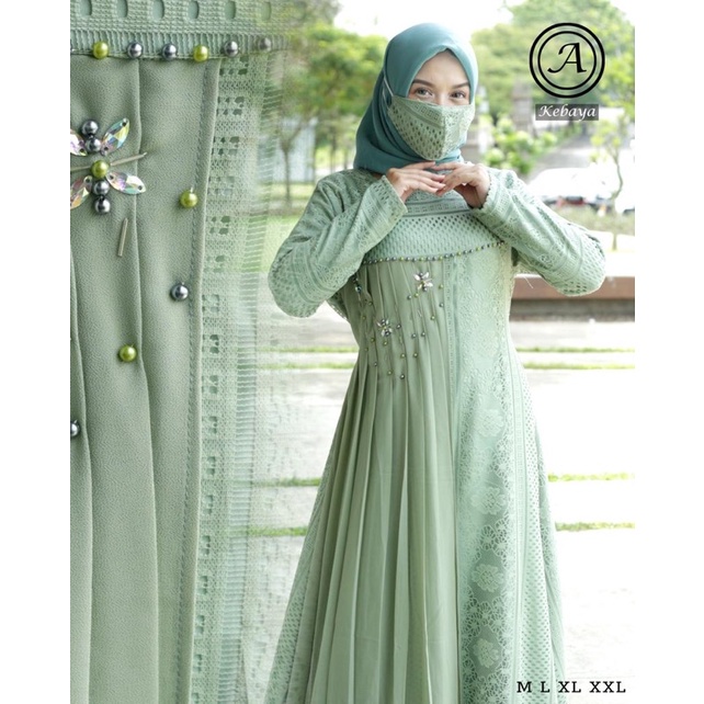 BISA BAYAR DITEMPAT S_E>>> Gamis burkat+cerutty babydol - GAMIS ASSYIFA MUTIARA PAYET - GAMIS KEBAYA