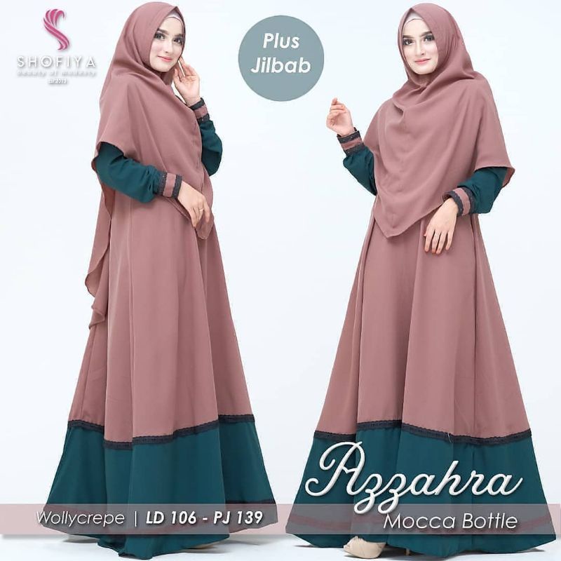 Baju Gamis Syar'i Lebaran Terbaru 2022 Fashion Gamis AZZAHRA Syar'i Plus Hijab