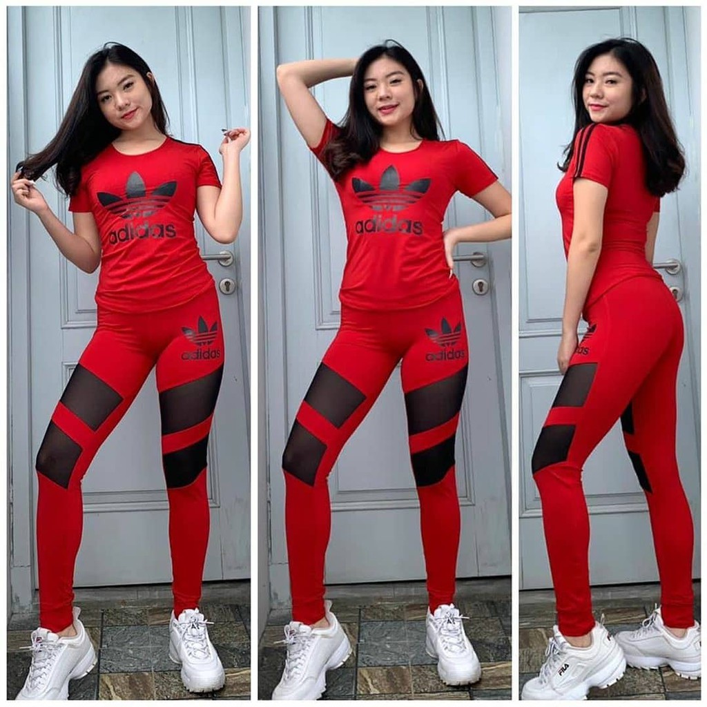 setelan senam adidas celana panjang | setelan olahraga wanita | pakain olahraga wanita adidas