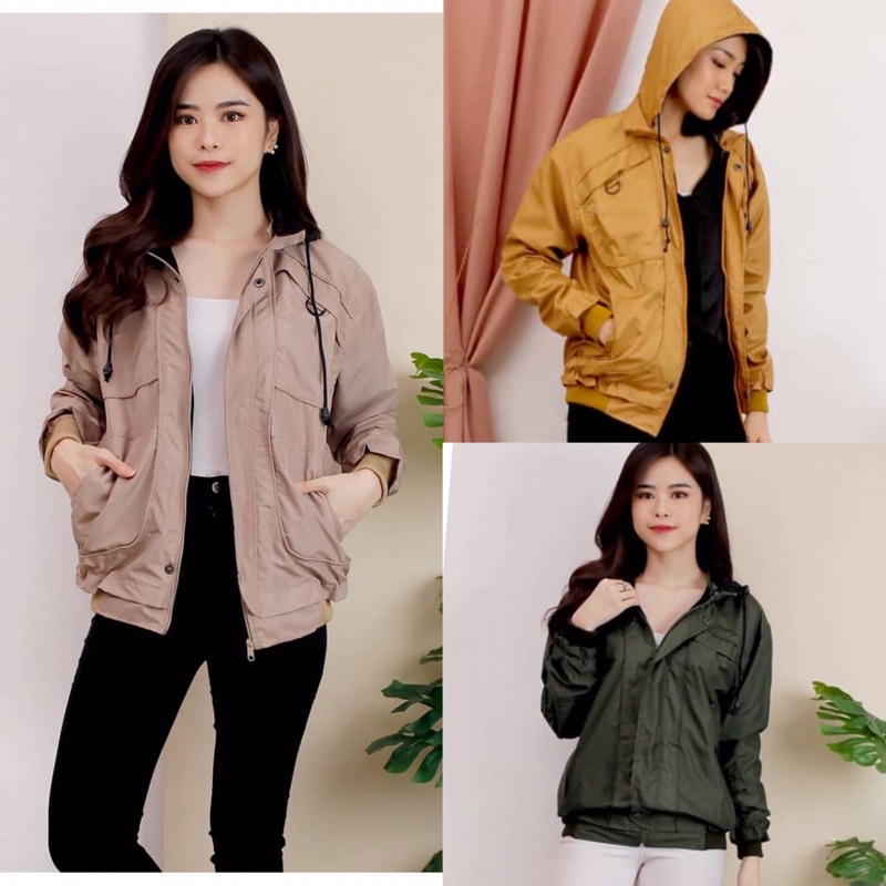 JAKET PARASUT PRINTING WANITA ANTI AIR WATERPROOF free masker OLAHRAGA SEPEDA-8