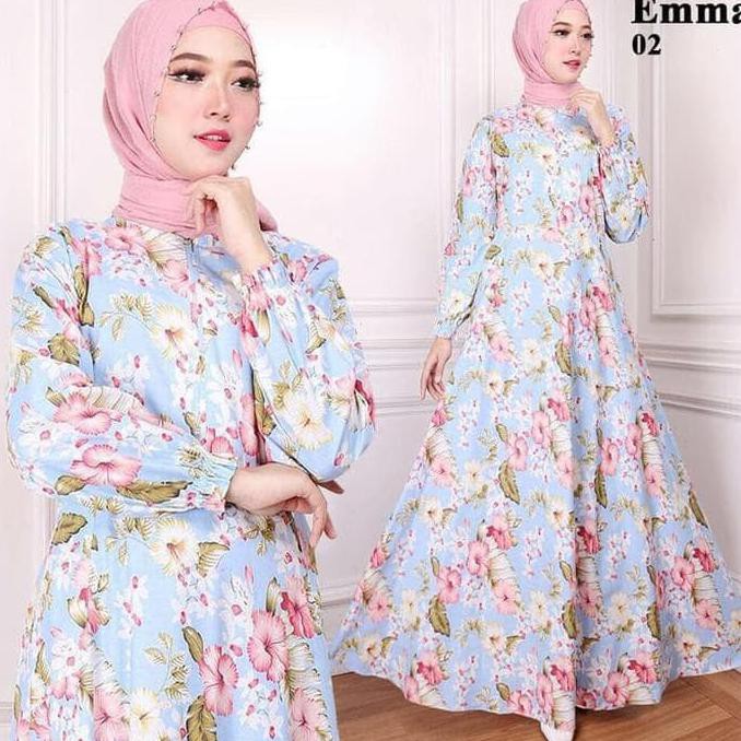 BAJU GAMIS MUSLIM EMMA BIRU MUDA / GAMIS PESTA KONDANGAN SIMPLE