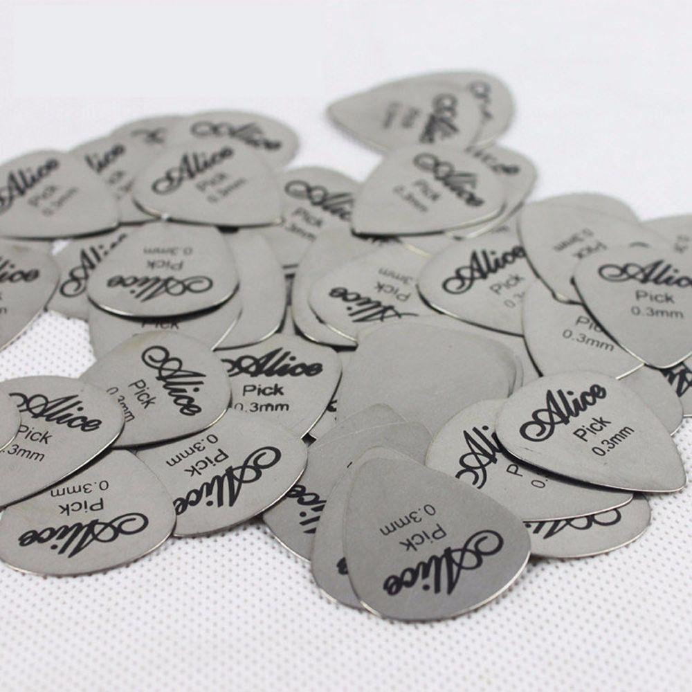 [Elegan] Picks Gitar Aksesoris Gitar Silver Metal Bass Tipis