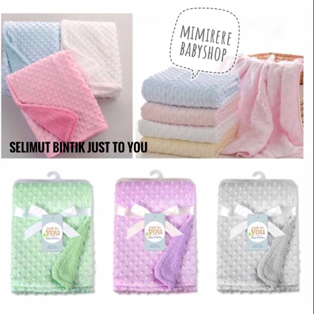 Selimut Just To You Premium Double Fleece Bayi Polos Bintik / Selimut Minky | Selimut Bumpy Corn