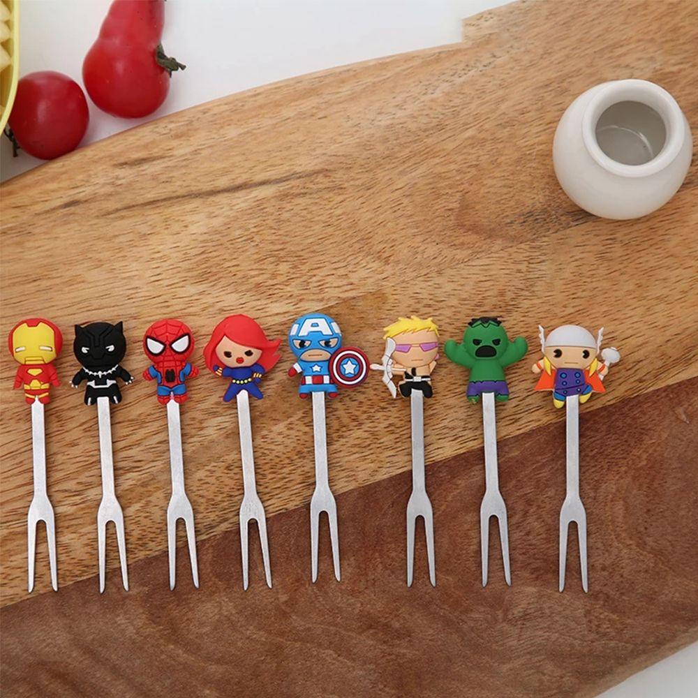 Set Garpu Mini Bahan Stainless Steel Desain Avengers Hero Untuk Anak