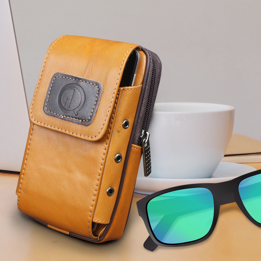 Waistbag Tas Pinggang Pria Kulit Sapi Asli Handphone Tas HP P008 Pinggang Multifungsi Bahan Kulit Sapi Asli KUALITAS TERJAMIN MEMUASKAN